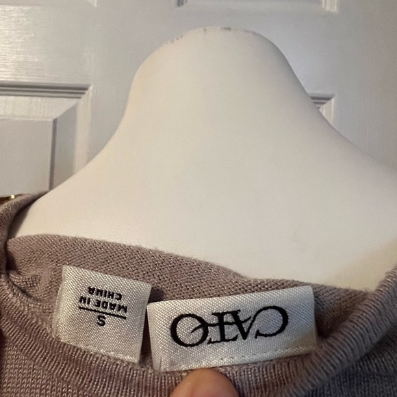 Cato pseudo wrap front cream sweater with shoulder clip - Picture 3 of 4